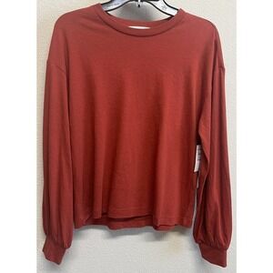 TREASURE & BOND Balloon Sleeve Shirt Sz Small Top Rust Ochre NEW